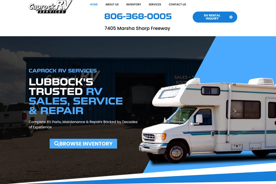 Caprock RV Services website designed by Raíz Firme Studio
